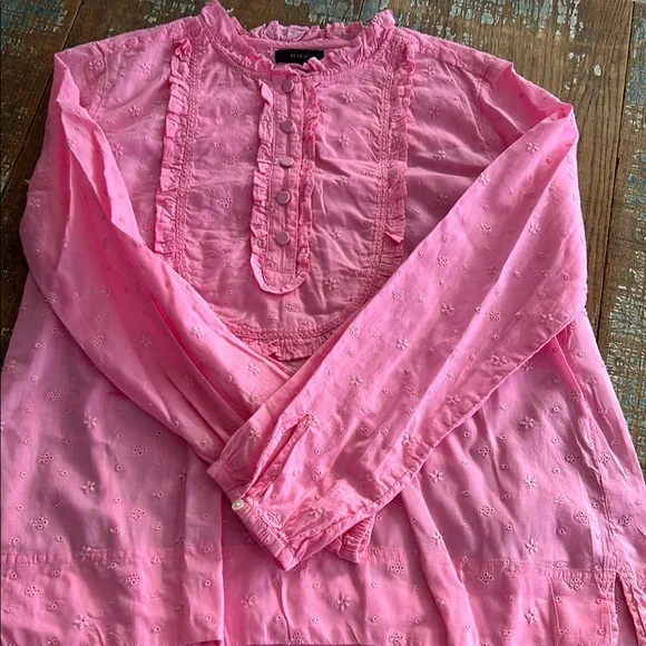 J.Crew Pink Ruffled Long Sleeve Blouse - Picture 6 of 7